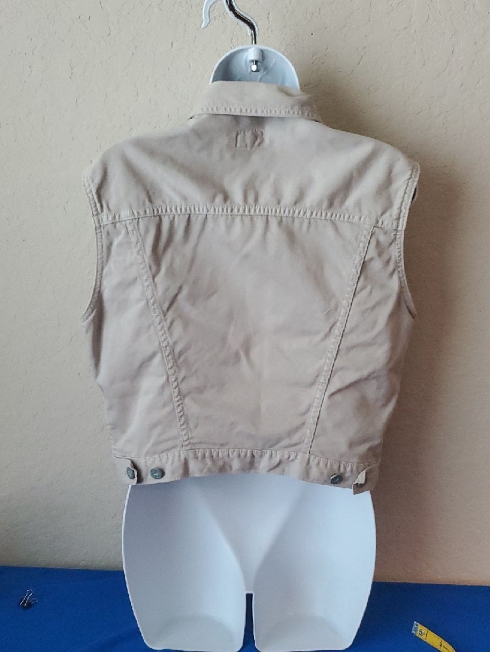 VTG Calvin Klein Jeans Khaki Denim Vest Large L Y2K Crop Utility Gorpcore - Picture 3 of 8